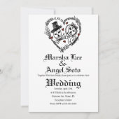Invitation Mariage de squelettes doodle Halloween (Devant)