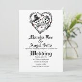 Invitation Mariage de squelettes doodle Halloween (Debout devant)