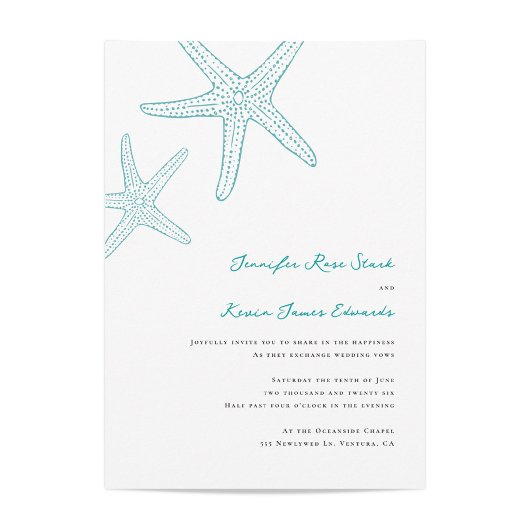 Invitation Mariage de Starfish Beach