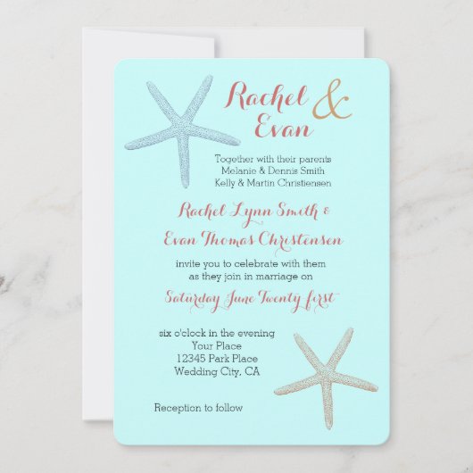 Invitation Mariage de Starfish Beach (Devant)