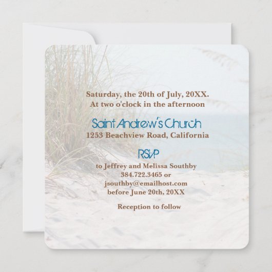 Invitation Mariage de Starfish Beach (Dos)