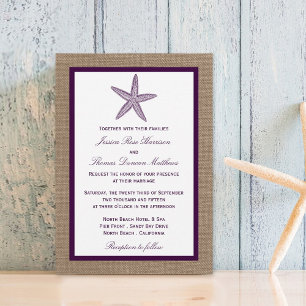 Invitation Mariage de Starfish Burlap Beach   Choisissez votr