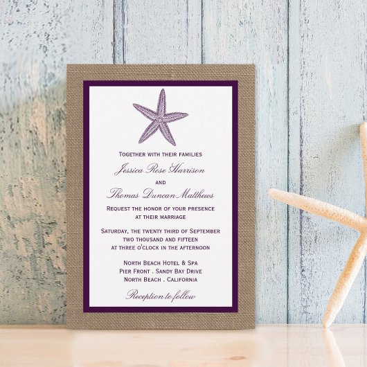Invitation Mariage de Starfish Burlap Beach | Choisissez votr