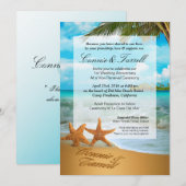 Invitation Mariage de Starfish Couple Faux Vellum Beach (Devant / Derrière)