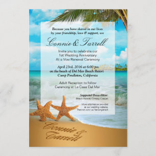 Invitation Mariage de Starfish Couple Faux Vellum Beach