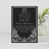 Invitation Mariage de style Art déco de Black Silver (Debout devant)