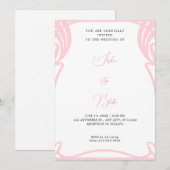 Invitation Mariage de style Art déco rose et blanc (Devant / Derrière)