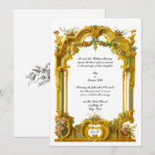 Invitation Mariage de style baroque rococo français avec bord (Devant / Derrière)