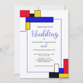 Invitation Mariage de style Bauhouse Mondrian (Devant)