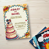 Invitation Mariage de style comique Retro Bride & Groom Pop