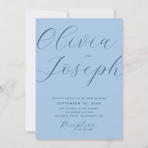 Invitation Mariage de style côtier bleu ciel pastel Photo +