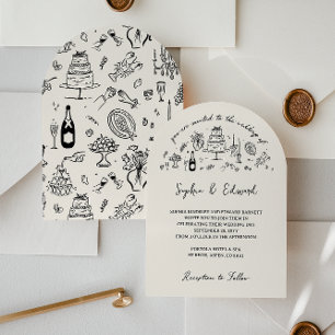 Invitation Mariage de style dessiné à la main et fantaisiste