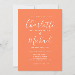 Invitation Mariage de style élégant corail écriture manuscrit