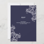 Invitation Mariage de style élégant marine et blanc (Dos)