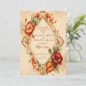 Invitation Mariage de style espagnol avec une rose florale ru (Debout devant)