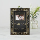 Invitation Mariage de style Gatsby vintage classique Merci (Debout devant)