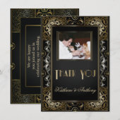 Invitation Mariage de style Gatsby vintage classique Merci (Devant / Derrière)