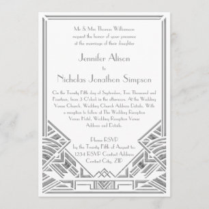 Invitation Mariage de style Géométrique Art Déco Gatsby