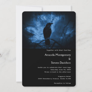 Invitation Mariage de style gothique sombre avec corbeau noir