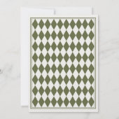 Invitation Mariage de style Harlequin vert olive (Dos)