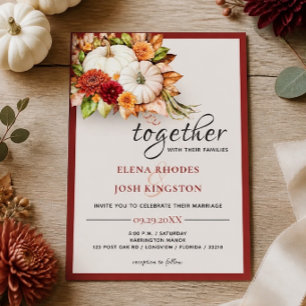 Invitation Mariage de style Harvest Chic avec citrouille blan