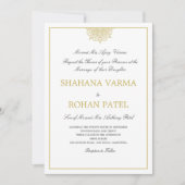 Invitation Mariage de style indien rouge marbré or couleur (Devant)