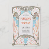 Invitation Mariage de style Letterpress cadre Abstrait vintag (Devant / Derrière)