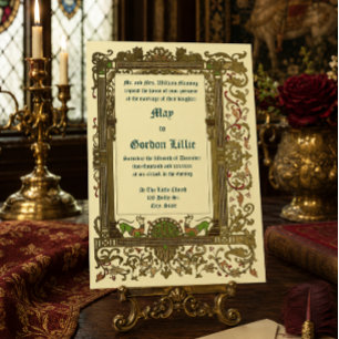Invitation Mariage de style médiéval Renaissance vintage 1896