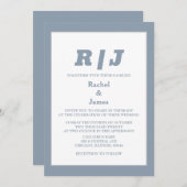 Invitation Mariage de style minimaliste élégant de Monogramme (Devant / Derrière)