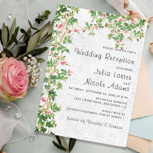 Invitation Mariage de style mural vintage Journal rosé Récept