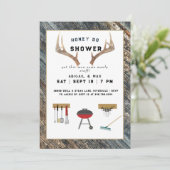 Invitation Mariage de style rustique avec bois de cerf pour c (Debout devant)