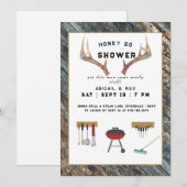 Invitation Mariage de style rustique avec bois de cerf pour c (Devant / Derrière)