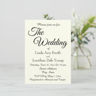 Invitation Mariage de style simple couleur ivoire