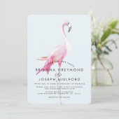 Invitation Mariage de style Tropical Flamant rose rose (Debout devant)