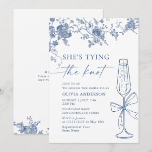 Invitation Mariage de style victorien poussiéreux bleu frança