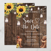 Invitation Mariage de style Western rustique, Save the Date (Devant / Derrière)