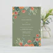 Invitation Mariage de Succulentes Bio Vert Sauge (Debout devant)