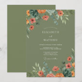 Invitation Mariage de Succulentes Bio Vert Sauge (Devant / Derrière)