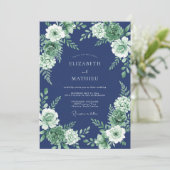 Invitation Mariage de Succulentes Bleu Marine Immaculé (Debout devant)