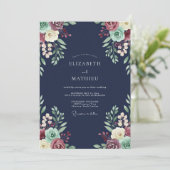 Invitation Mariage de Succulentes Bleu Marine Maussade (Debout devant)