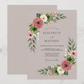 Invitation Mariage de Succulentes Captivant Mauve (Devant / Derrière)