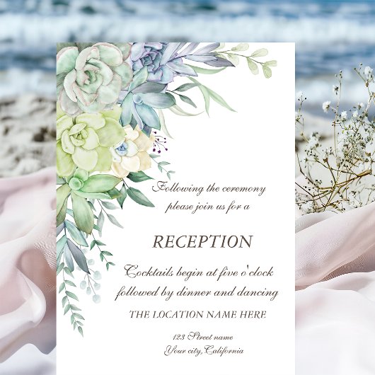 Invitation Mariage de succulentes de désert à l'aquarelle et
