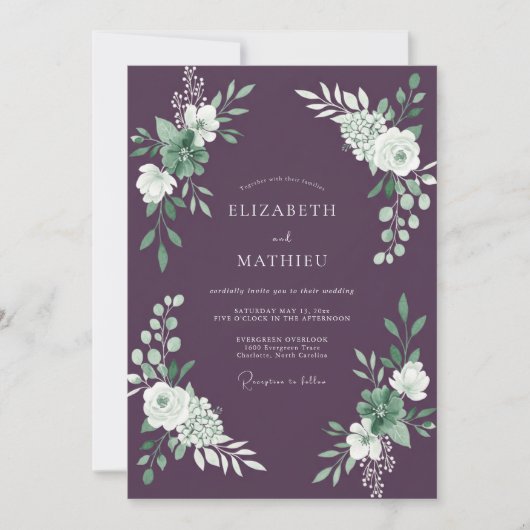 Invitation Mariage de Succulentes Gracieuses au Plum (Devant)