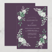Invitation Mariage de Succulentes Gracieuses au Plum (Devant / Derrière)