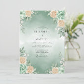 Invitation Mariage de succulentes vert sauge éthéré (Debout devant)