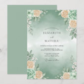 Invitation Mariage de succulentes vert sauge éthéré (Devant / Derrière)