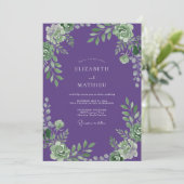 Invitation Mariage de Succulentes Violet Verdoyant (Debout devant)