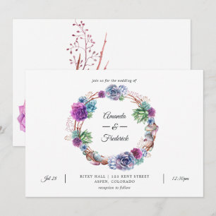 Invitation Mariage de Succulents de Désert à l'Aquarelle