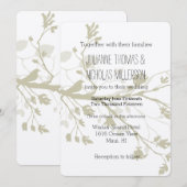 Invitation Mariage de succursales d'oiseaux (Devant / Derrière)