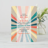 Invitation Mariage de Sunburst Arc-en-ciel coloré rétro (Debout devant)